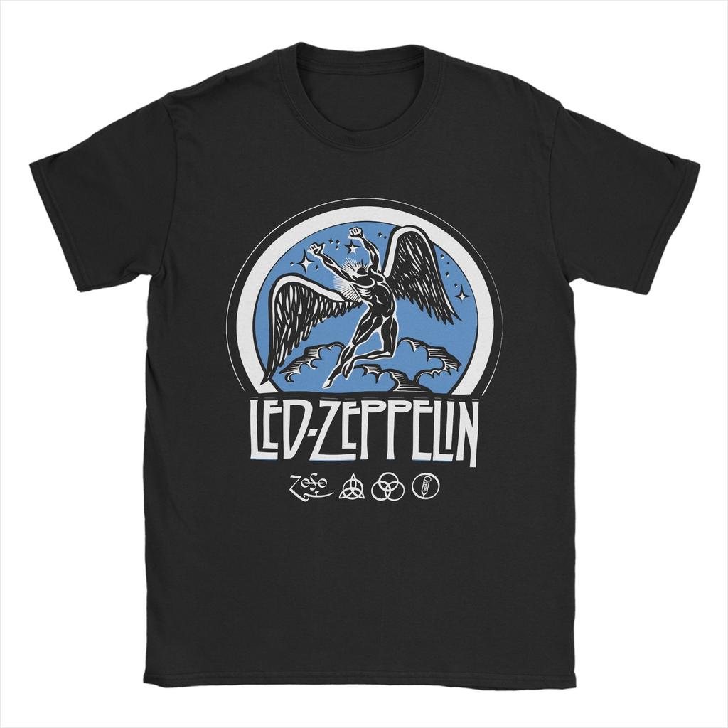 The Mother Ship Led Zeppelin TShirts Men  Vintage 100 Cotton Tees Round Collar Short Sleeve T Shirts Plus Size Tops