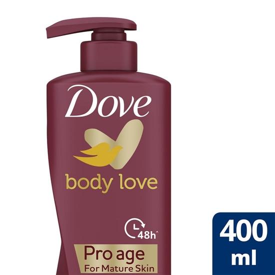 DOVE Body Love Pro Age Body Lotion for Mature Skin 48hrs Moisturisation|| Paraben Free|| With Vitamin B3 & Olive Oil| 400 Ml