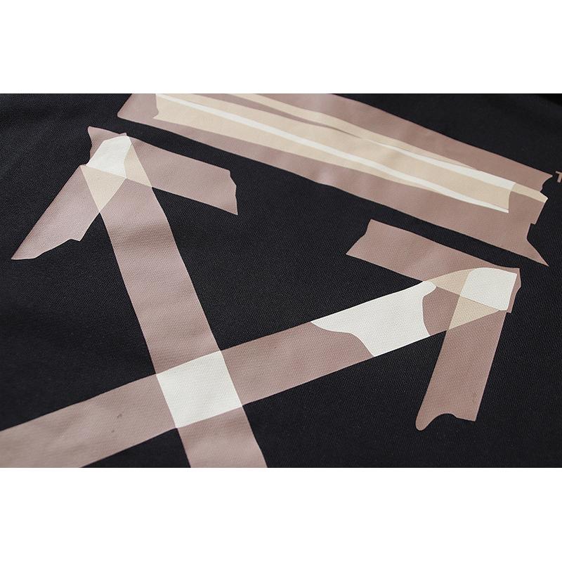 Off-White 2026 Autumn and Winter New OW Tape Arrow Pattern Printed Men's and Women's Round Neck Hoodie