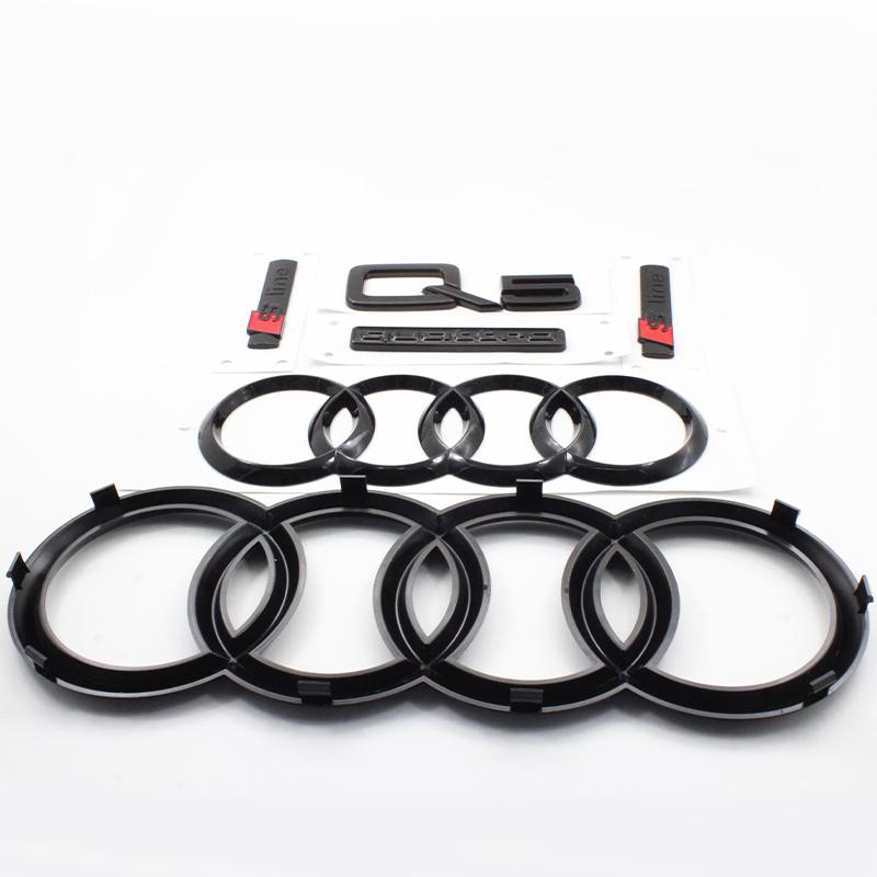 4 Ring Audi Q5 Quarrto Sline Sticker Car Front Hood Grill Emblem Rear Trunk Badge Sticker Side Decoration Accessory Q5 2014-2019