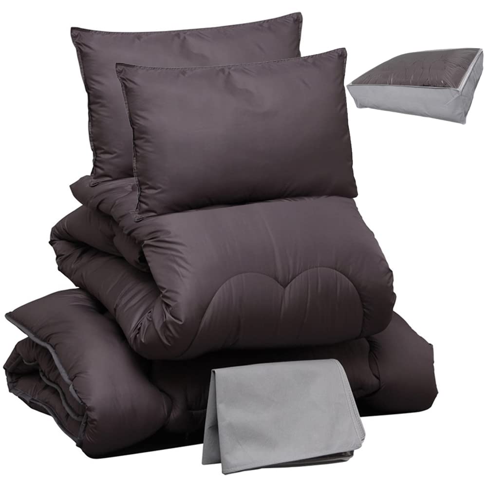 Iris Plaza Fully washable futon hollow polyester comes with a neat storage smooth and moist peach skin finish black 5-piece set, double, cotton, case,
