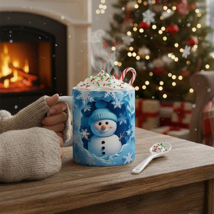 Festival Snowman Themed Ceramic Mugs Christmas Kitchenwares For Coffee Teas Dishwasher Friendly Homes Use