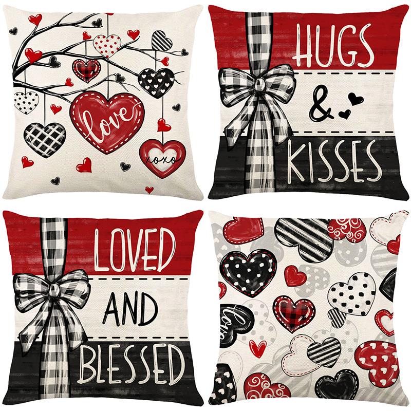 Love Pillow Cover Valentine's Day Printed Sofa Decoration Cushion Cover Living Room Bedroom Pillow Cover Holiday Gift