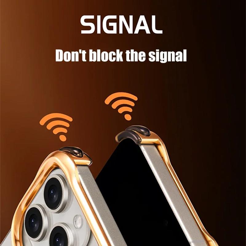 Husă de telefon de lux, metal 3D, fără cadru, pentru iPhone 14 15 16Pro Max 16Plus 15Pro, din aliaj de aluminiu, husă, husă de airbag, rezistentă la șocuri