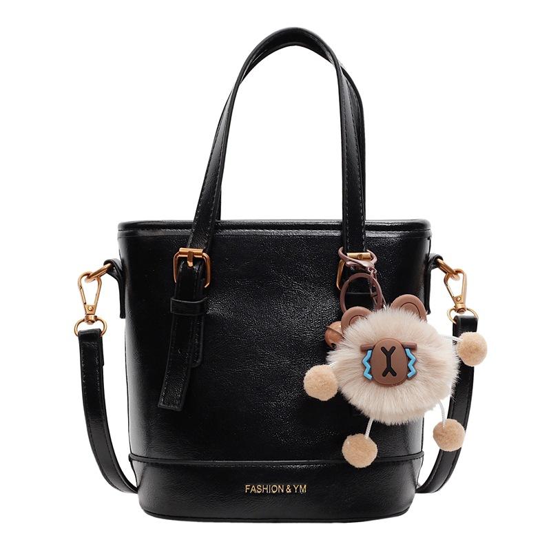 2025 New Fashion Foreign Style Korean Hand Carrying Bucket Bag Simple Casual Versatile Commuter Shoulder Messenger Bag Women
