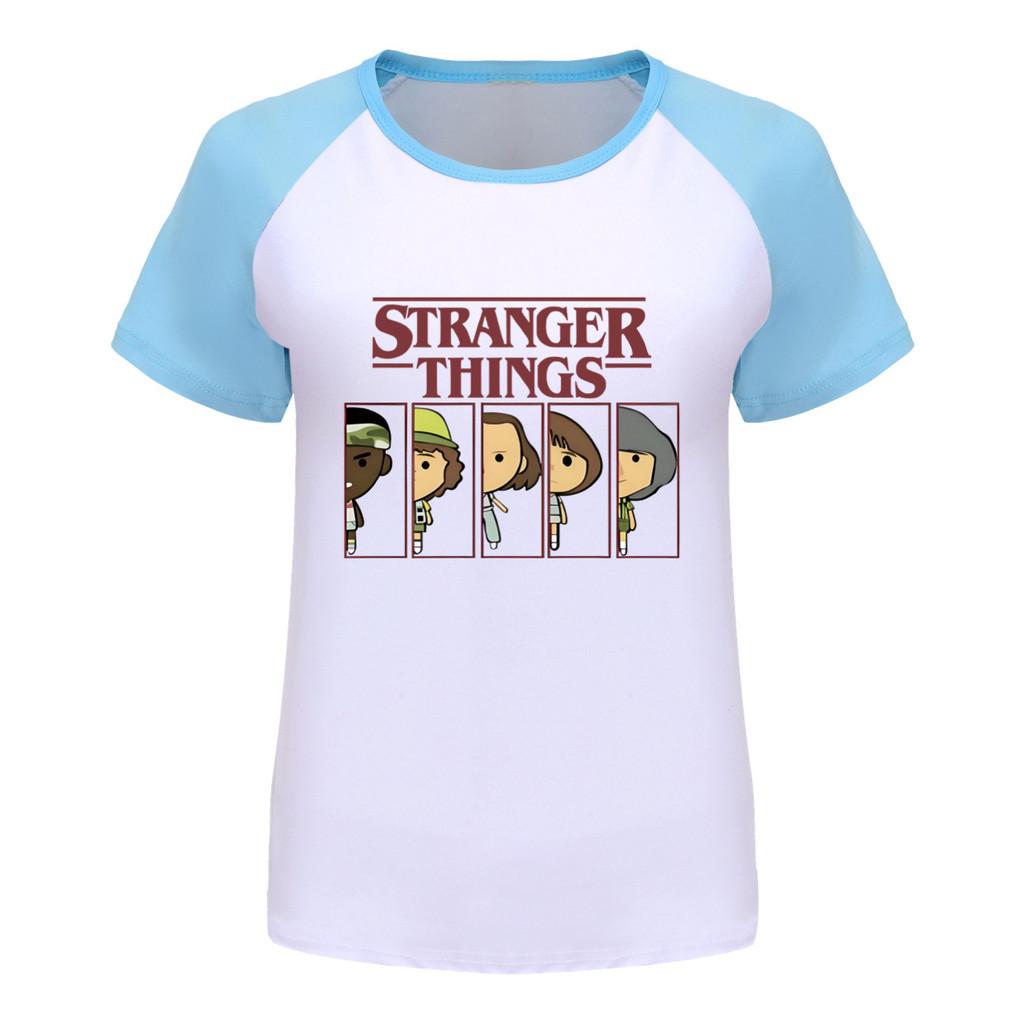 5248 Koszulka z krótkim rękawem raglanowym dla chłopców i dziewcząt z nadrukiem Stranger