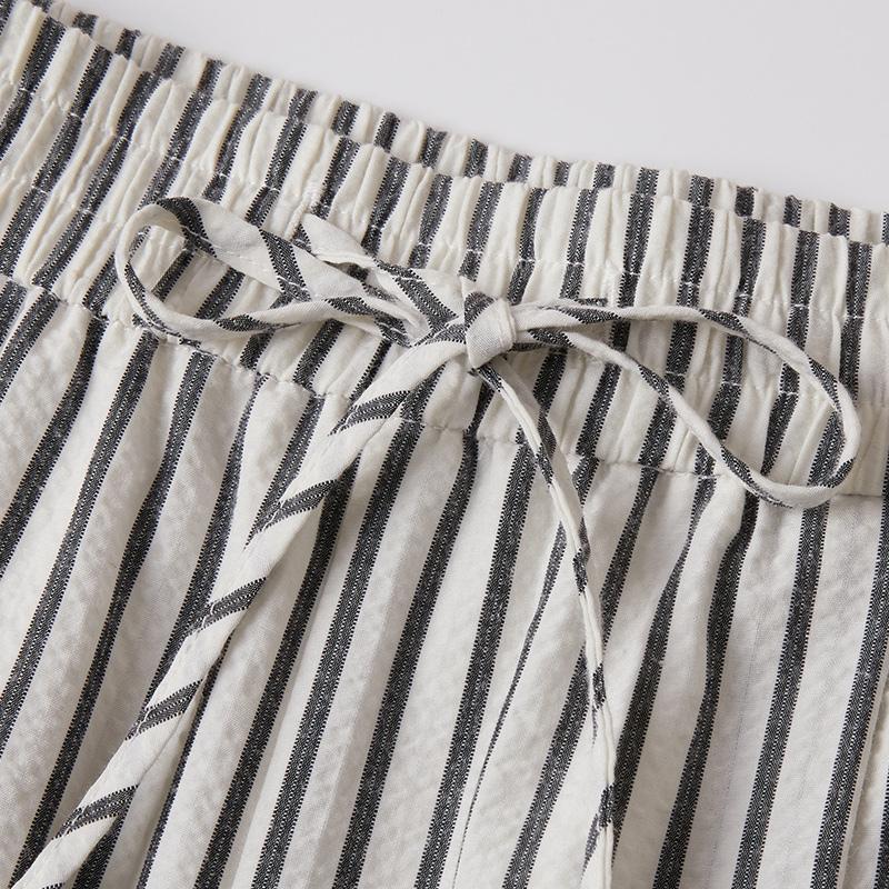 High waisted striped straight leg wide leg pants with crotch covering