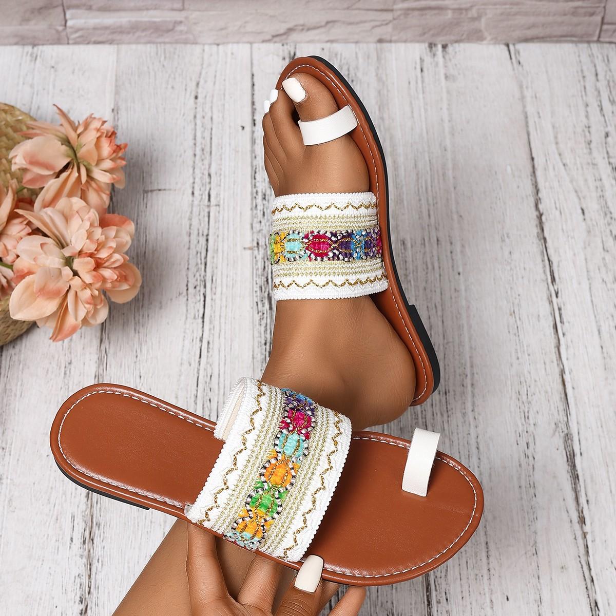 Large-size Women s Shoes - New Style Casual Loungewear Flat Beach Flip-flops 36 белый