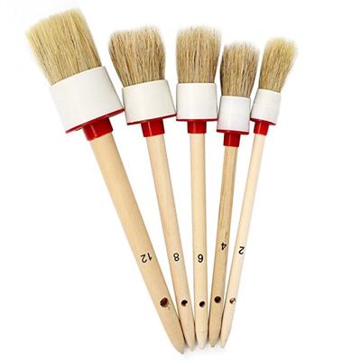 Round Head Clean Bristles Wood Brush Rust Resistant Car Tire Cleaning Brush