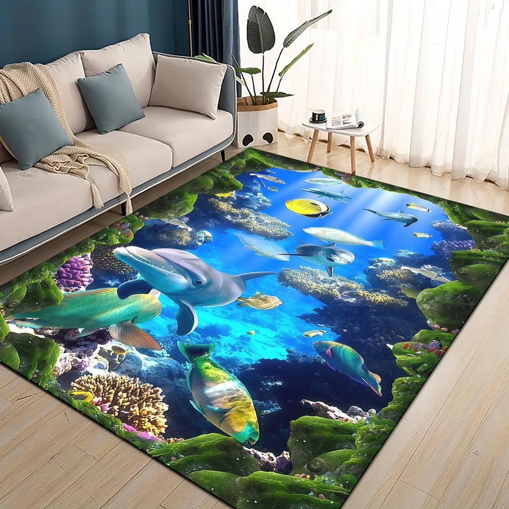 27 Style 3D Illusion Pattern Hallucination Underwater Dino Carpet Rug for Living Room Bedroom Home Sofa,kids Non-slip Floor Mat