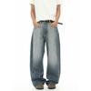 American Retro Wash Gradual Change Blue Plaid Jeans Versatile Wide Leg Straight Mopping Pants