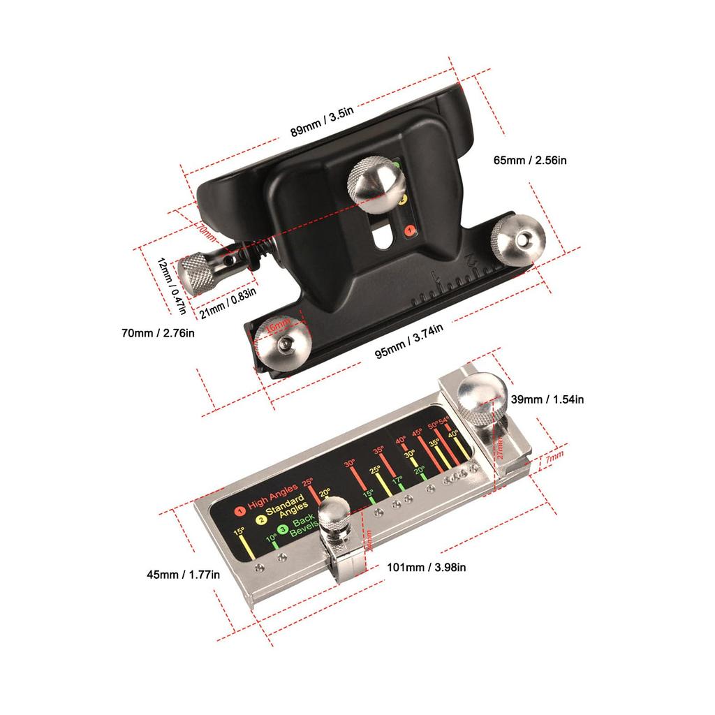 Holzbearbeitung Schärfführung Aluminiumlegierung Manuell Einstellbare Holzbearbeitung Schärfführung Stecheisen Schärfset mit Winkelvorrichtung für Hobel und Stecheisen