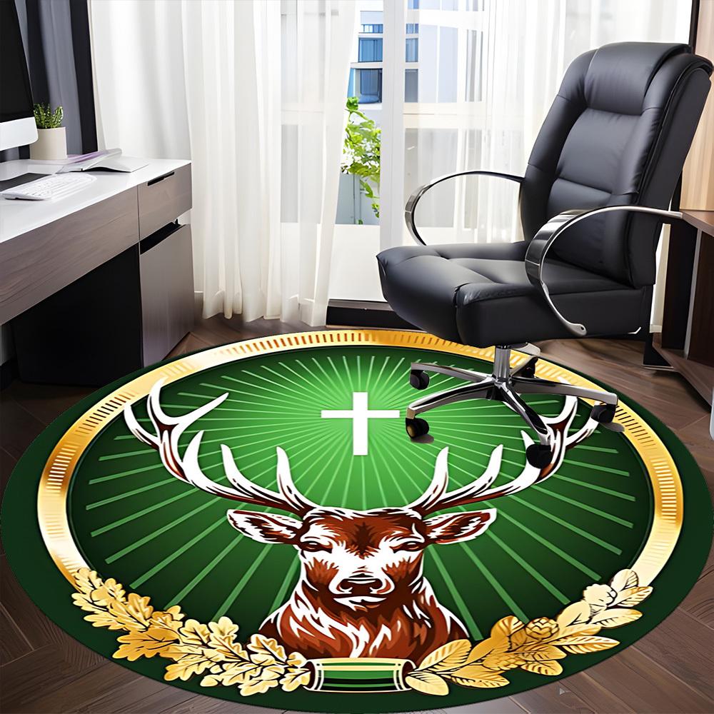 

1PC Jaegermeister Office Round Rug, Non-slip, Soft and Durable Office Rug for Interior Decoration, Perfect for Office, Beautiful Decoration 150cm