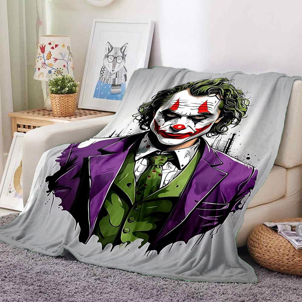

1 шт. Плед из фланели Клоун Джокер - HD-печать, легкий, мягкий, теплый, для всех сезонов, для дивана, кровати, путешествий, кемпинга 174 130cmx150cm