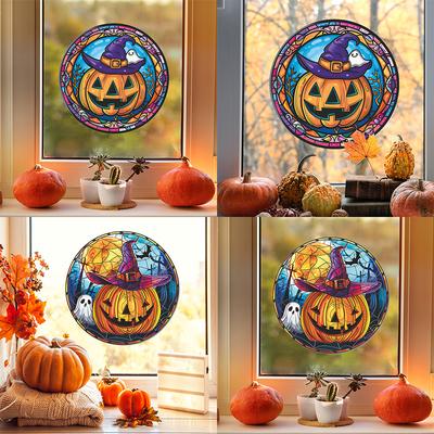 Halloween Statisches Glas, eingefügt mit Kürbisgeist, für Fenster und Türen, verschönert dekorative Fensteraufkleber