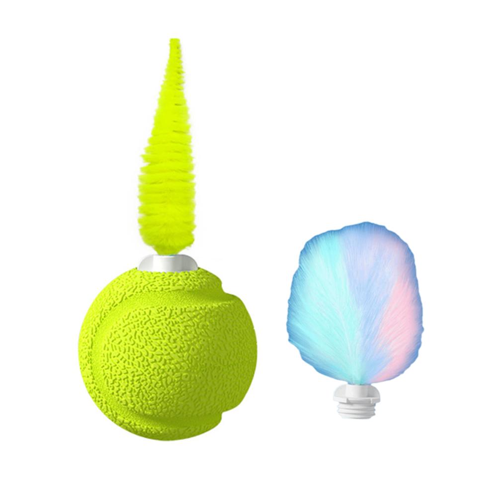 

With Sound Interactive Cat Ball With Feathers Self-entertainment Training Pet Bouncy Ball TPU Interactive Cat Toy Ball зелёный