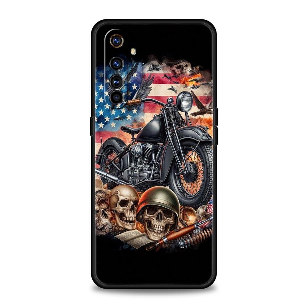 Colors Vintage Motorcycle Painted Case For Realme C67 C63 C55 C53 C35 C25 C21 GT 2 3 5 6 10 11 12 13 Pro 5G Soft TPU Phone Cover
