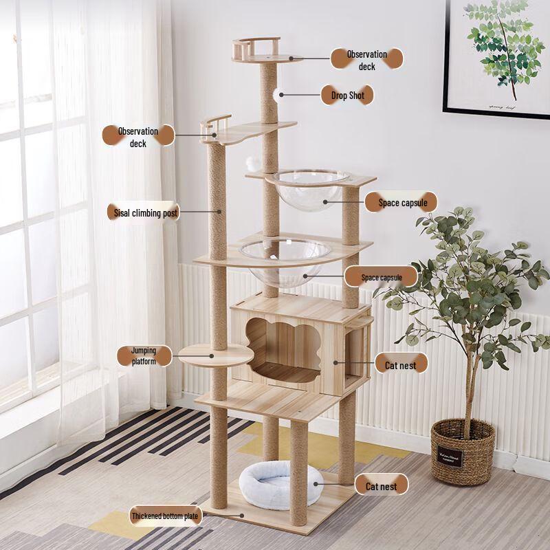 Geshenlang All-Season Cat Tree & Scratching Post for Large Cats