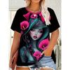 Fashion Women's Crew Neck Short Sleeve 3D Casual Color Printing Casual Short Sleeve Crew Neck T-Shirt