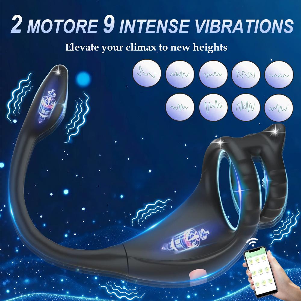 Cock Penis Rings Vibrator APP Control Plug Anal Butt Stimulator Delayed Ejaculation Vibrating 9 Mode Sex Toy For Men Couple