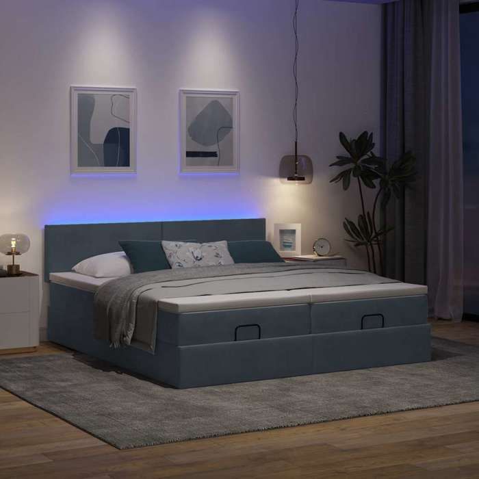 VidaXL Cadre de lit ottoman avec matelas gris foncé 200x200 cm velours 3312912