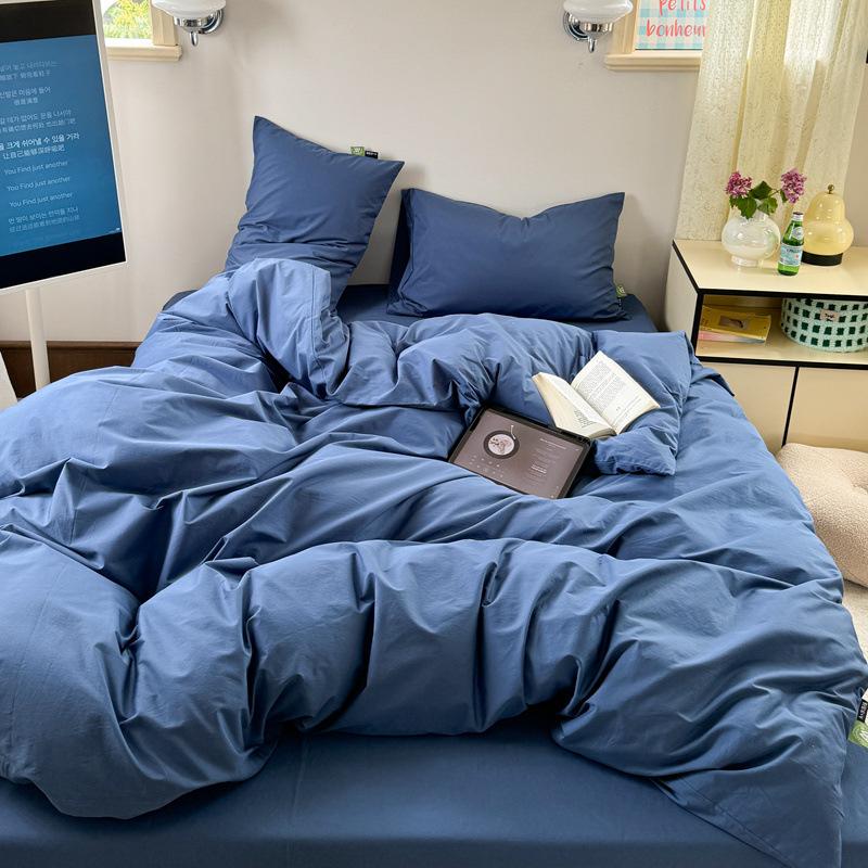 Class A Maternal And Infant Grade Ultra-Soft Double-Color Washed Cotton 4Pcs Set, Bed Sheet Quilt Cover, Student Dormitory 3Pcs Set, Bed Hat Factory