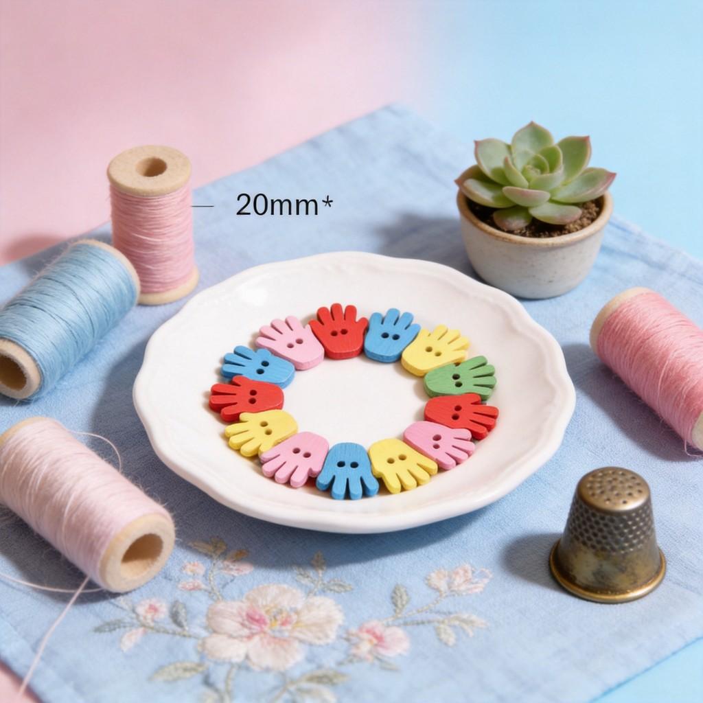 Wooden Colorful Cartoon Hand Buttons For Kids Diy Craft Projects And Kindergarten Activities