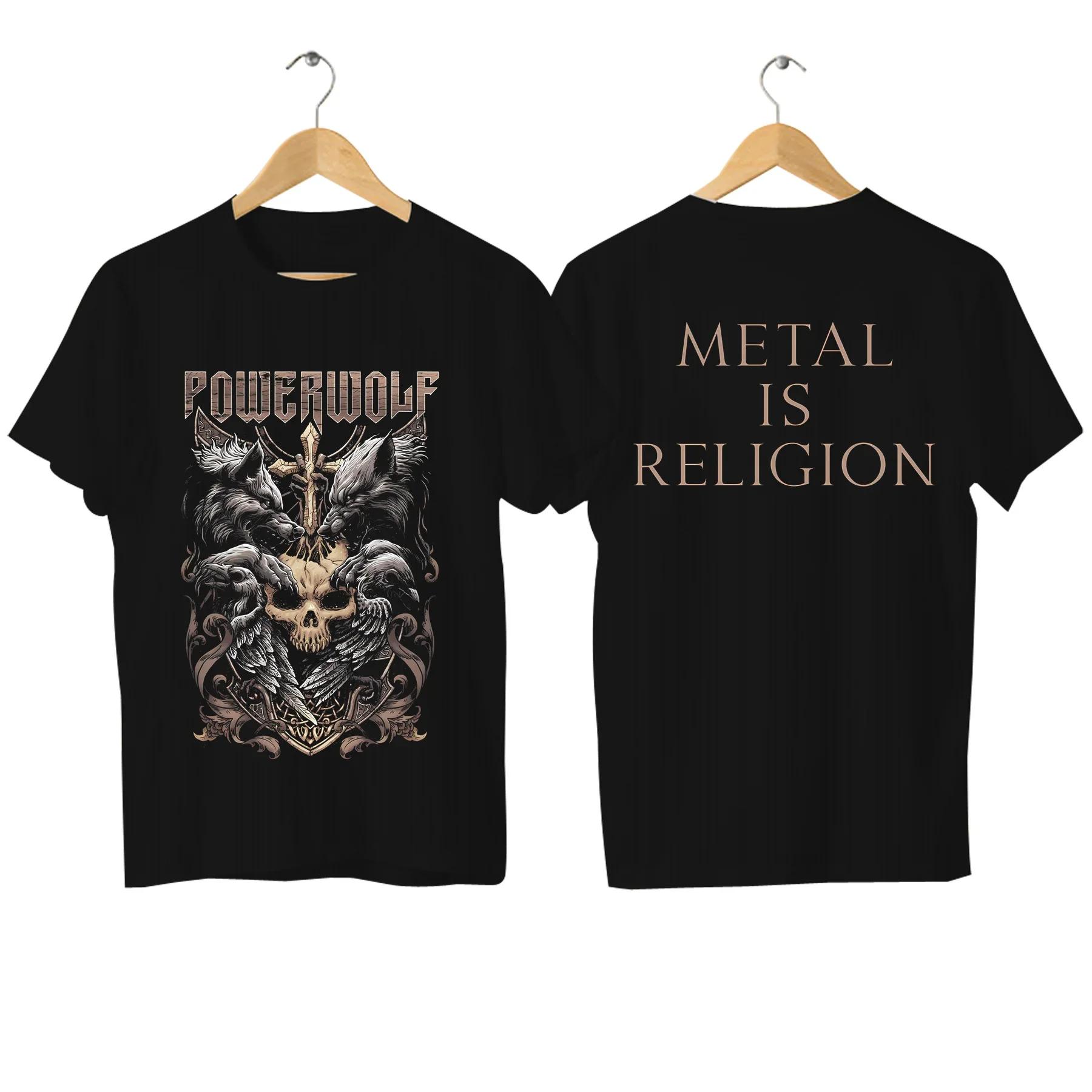 

Чоловіча футболка з принтом Powerwolf, повсякденна футболка з принтом Via Dolorosa , оверсайз, зручна, дихаюча, вуличний одяг, графічні футболки M