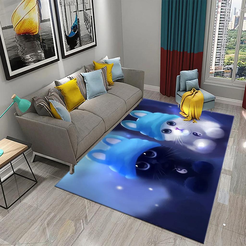 Cartoon Animal Cute Cat Pattern Carpet King Size Home Decor Bedroom Living Room Bathroom Household Floor Mat Non-slip Carpets