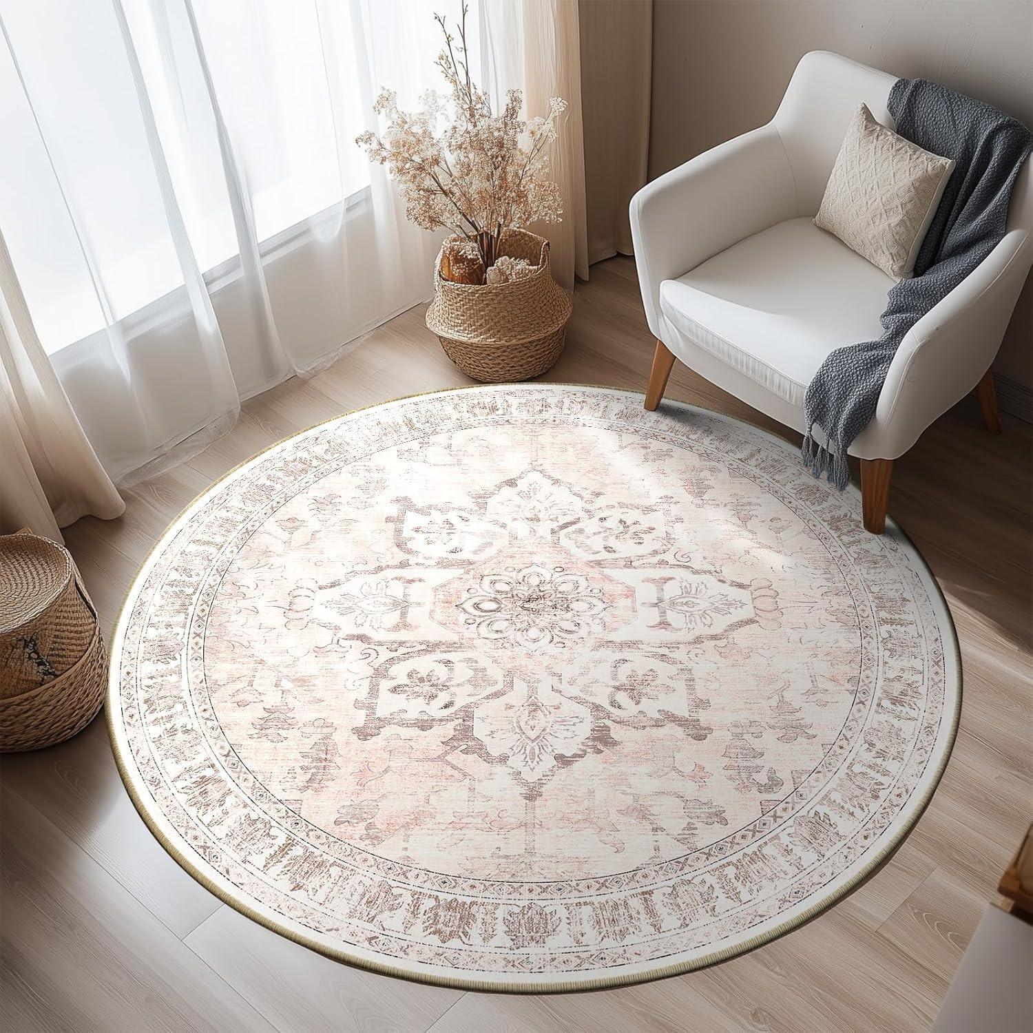 

Зеленый Круглый Ковер для Гостиной Винтажный Богемный Ковер для Спальни Стильный Передовой Арт Машинная Стирка Коврик для Дивана и Журнального Столика Alfombra Diameter 80cm