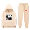Mens Streetwear Hooded Sweatshirt Set Loose Fit Winter Warm Fleece Lined Casual Tracksuit