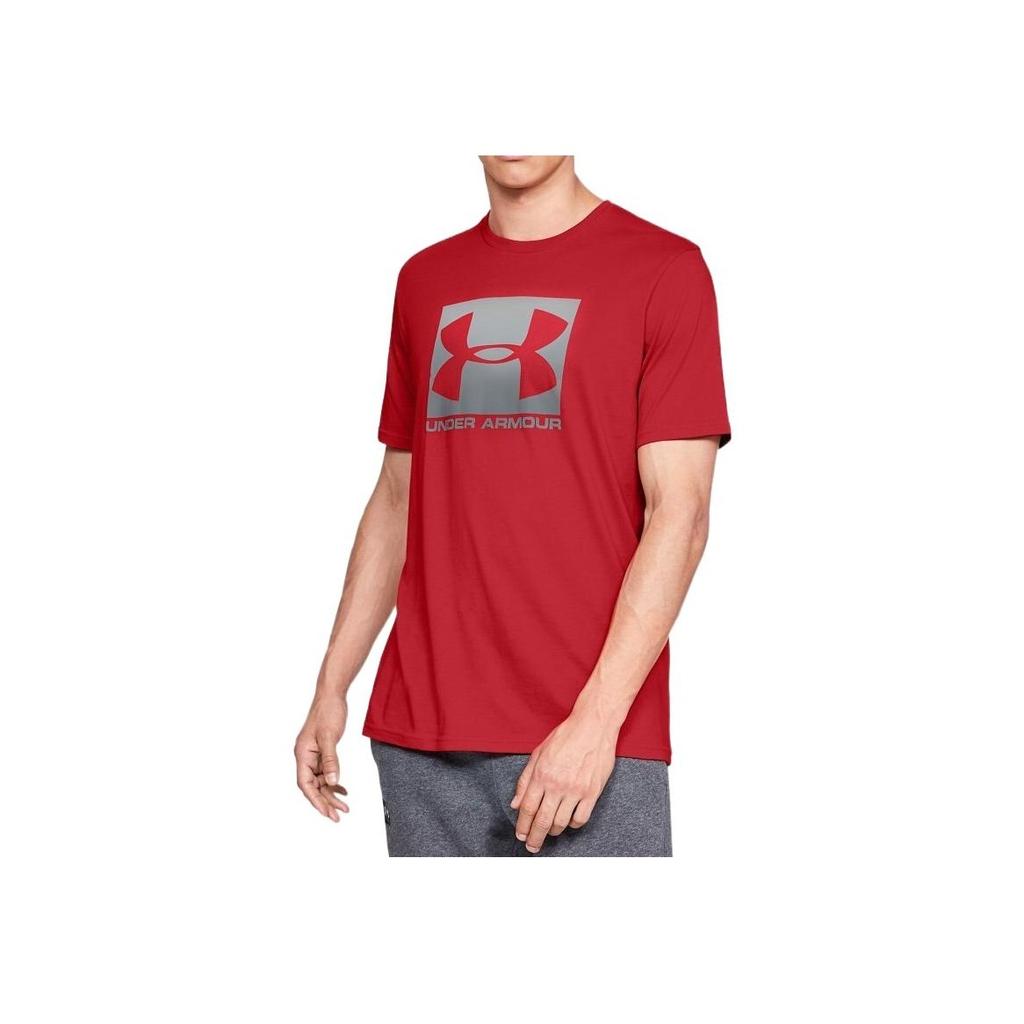 Under Armour Logo Print Comfortable Loose Training Sports Crew Neck Short Sleeve T-Shirt Men Tops Red 1329581-600
