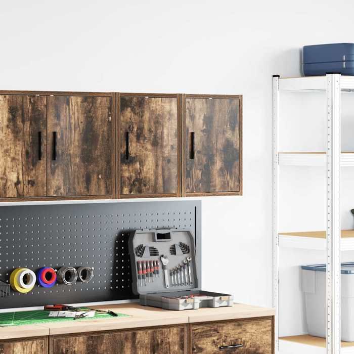 VidaXL Armoires murales de garage 2 pcs chêne fumé bois d'ingénierie, armoire, placard mural de garage, armoire à outils 860616