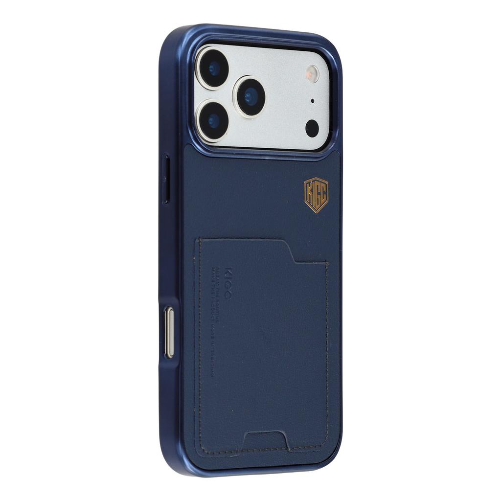 KIGC For iPhone 17 Pro Max Case Leather + PC + TPU Electroplating Phone Cover with Card Holder