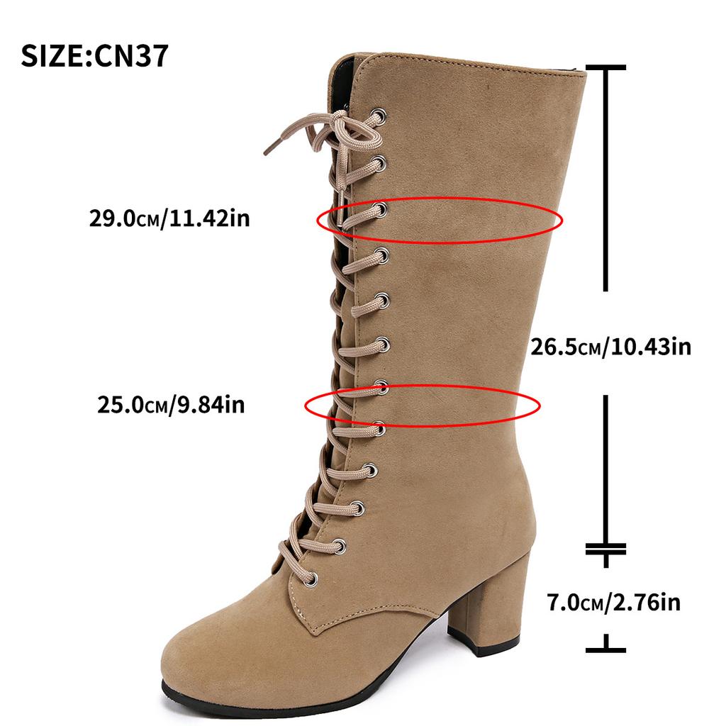 Europäische und amerikanische Retro-Martin-Stiefel Damen Britische Herbst- und Winter-Neuheiten Damenstiefel Schnürstiefel Hohe Stiefel Stiefel mit dickem Absatz Kniestiefel