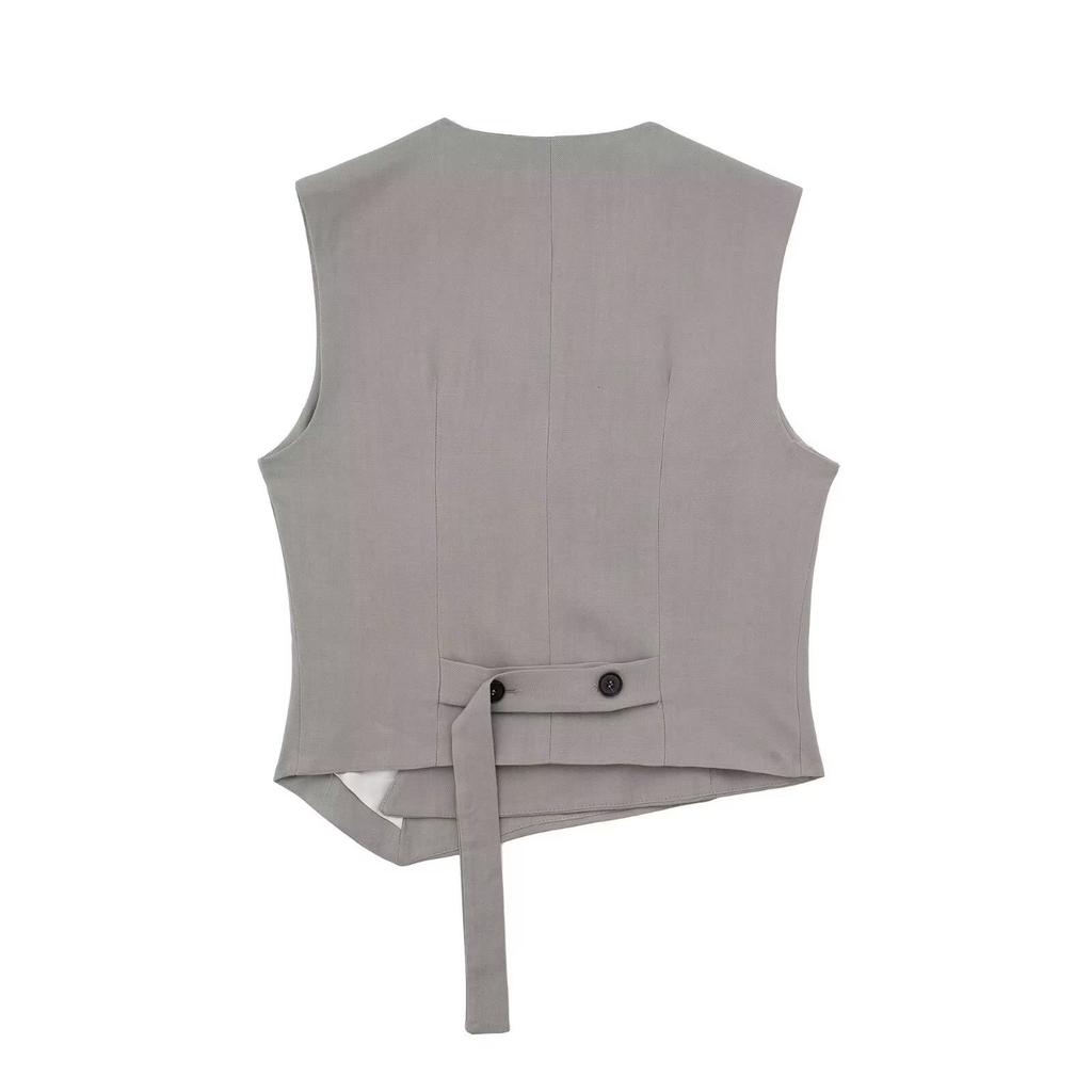 European and American style French women's clothing fashion versatile temperament asymmetrical design double vest + pants