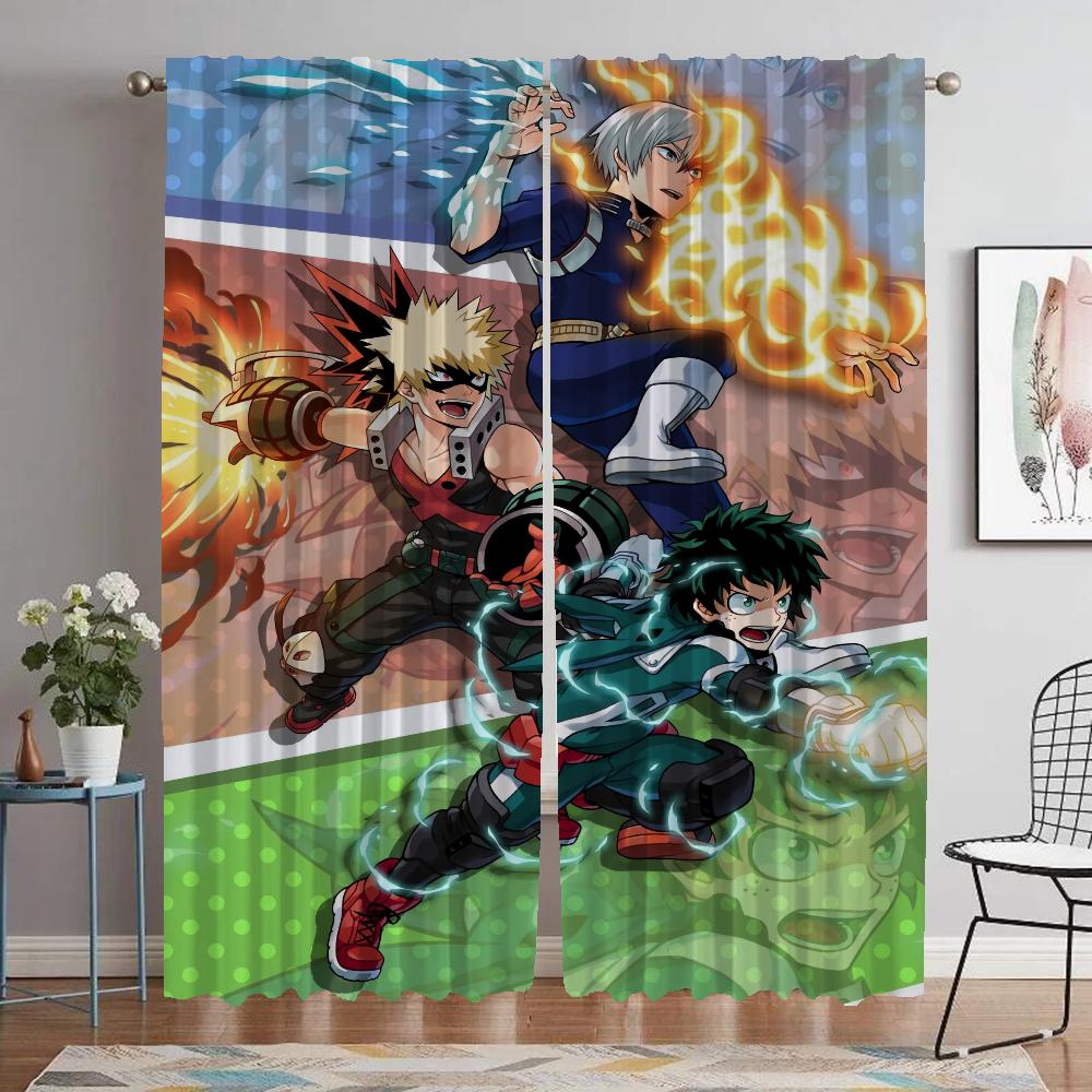 My Hero Academia Vorhänge für Wohnzimmer Vorhang für Zimmer 2 Paneele Raumteiler Halloween Dekoration Heimtextilien Vorhänge Küche