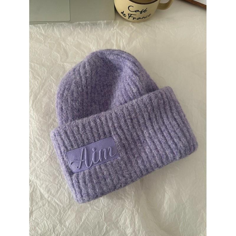 2026 Winter Knit Beanie Hat Women Men - Warm Oversized Cable Cap With Embroidered Letter Foldable Unisex Skull In