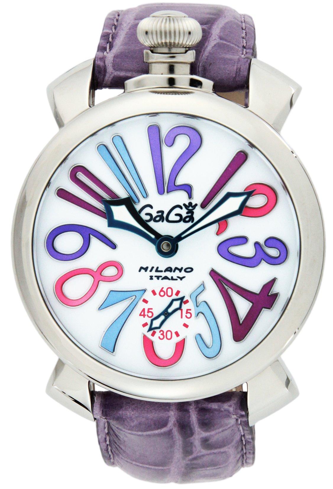 

[Gaga Milano] Watch Manuale 48mm White Dial Hand-wound Calf Leather Strap Small Seconds Daily Waterproof 5010.09S-PUR Product Purple