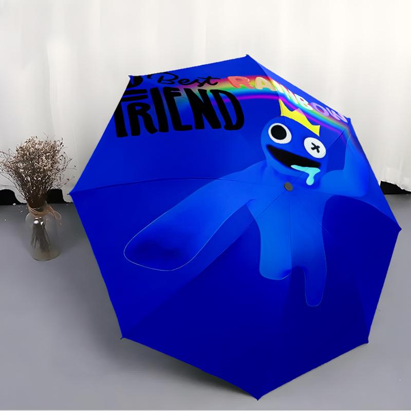Rainbow Friends3 Print Automatic Umbrella, 8 Rib Iron Frame, Plastic Handle, Suitable for Outdoor Travel &Daily , Ideal Gift