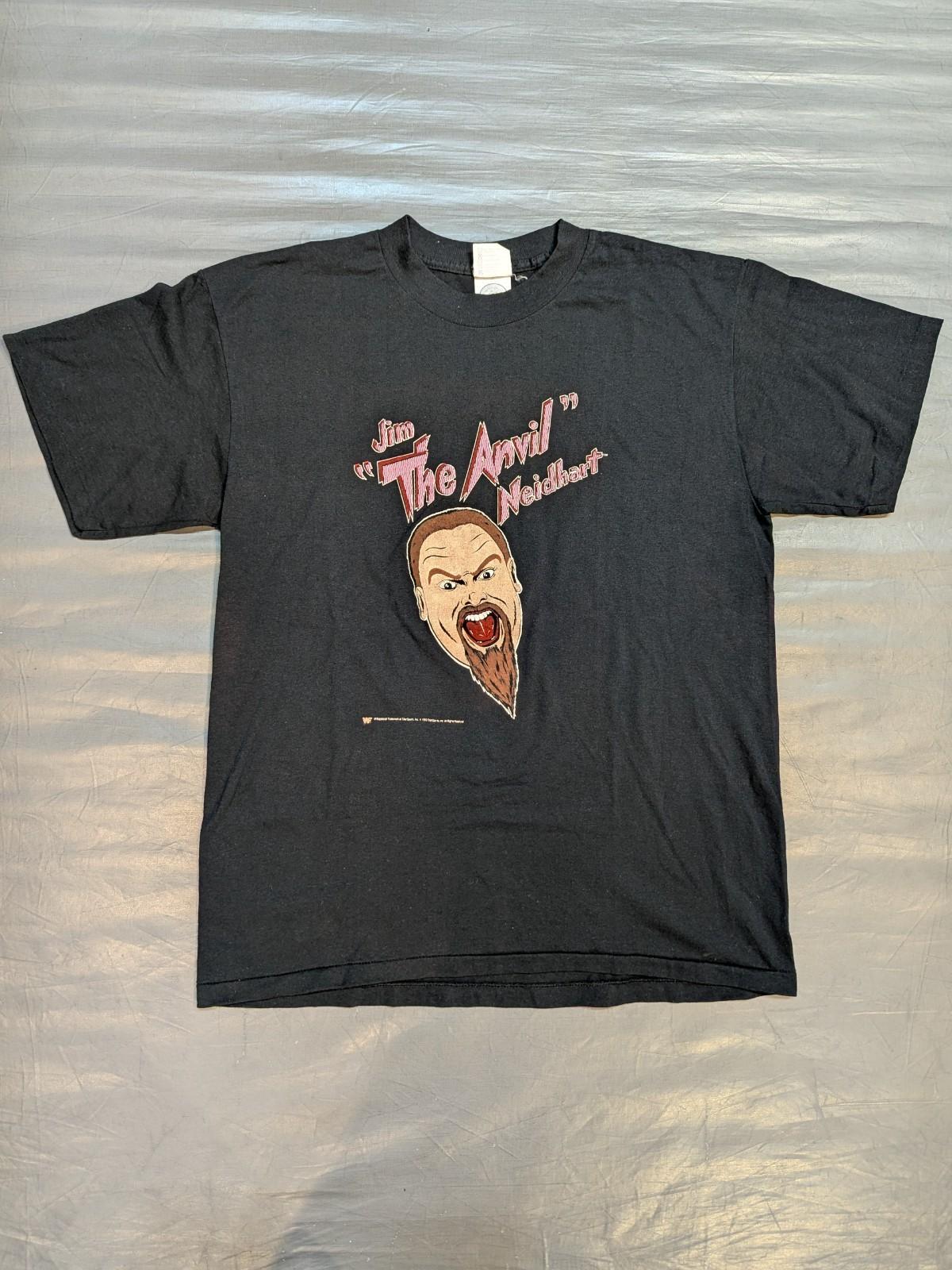 Vtg 1989 WWF Jim the Anvil Neidhart Wrestling T-Shirt Black Size XL S