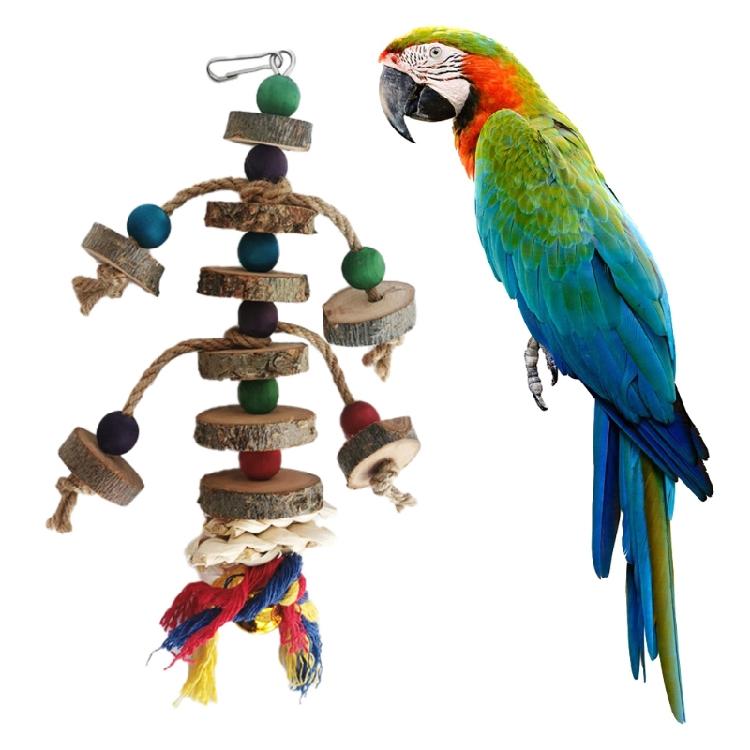 Bird Chewing Toy Parrot Cage Toys Wooden Blocks for Small Medium Parrots Birds