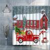 Christmas Shower Curtain Snowmen Bird Rural Wooden Fence Winter Holiday New Year Fabric Bathroom Curtains Farmhouse Decor Set