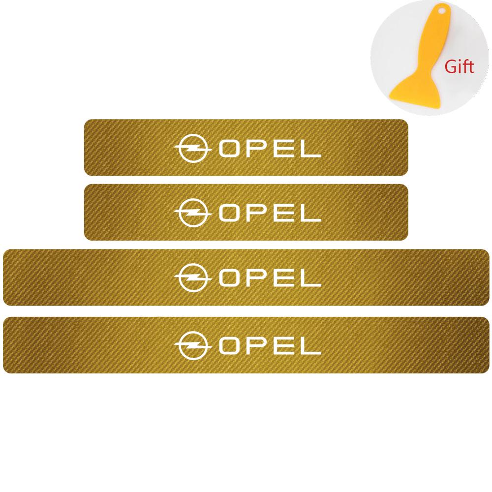 4pcs 3D Car Styling Car Door Carbon Fiber Sill Scuff Plate Decor Sticker For Opel OPC Astra G H J K F Corsa D Zafira B Insignia