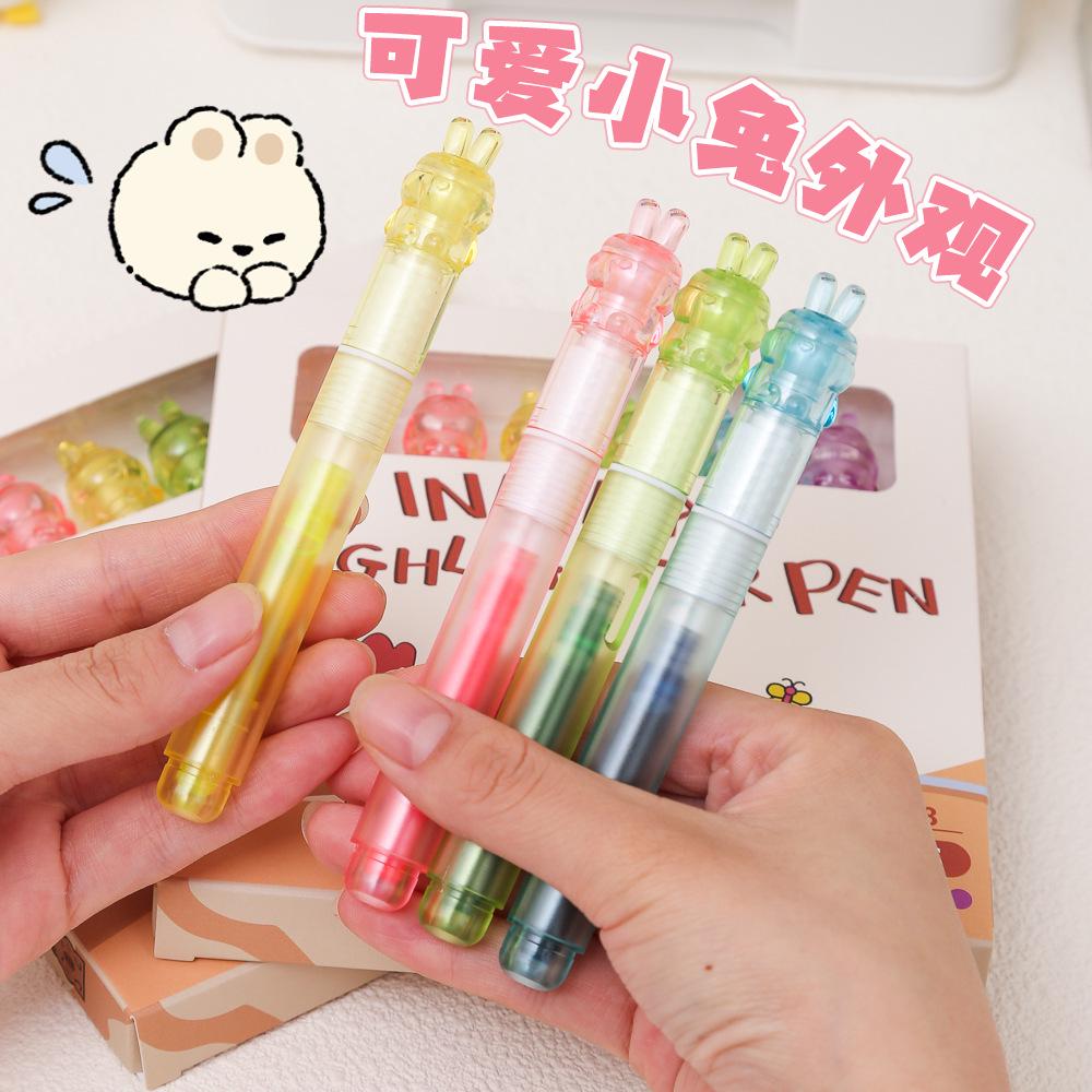 KOMI Creative Cute Rabbit Highlighter Pen - Fluorescent Ink for Drawing and Marking Key Points