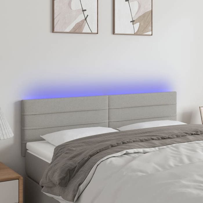 VidaXL Tête de Lit à LED Meuble de Chambre à Coucher Accessoire de Lit Double Tête de Cadre de Lit Intérieur Gris Clair 3121750