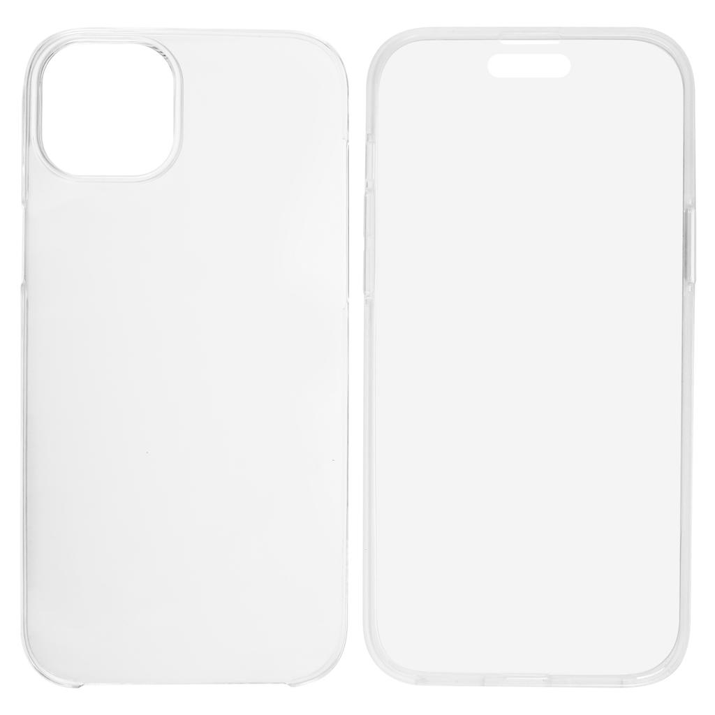 For iPhone 15 Plus Phone Case TPU Frame+Acrylic Back+PET Screen Protector Cover