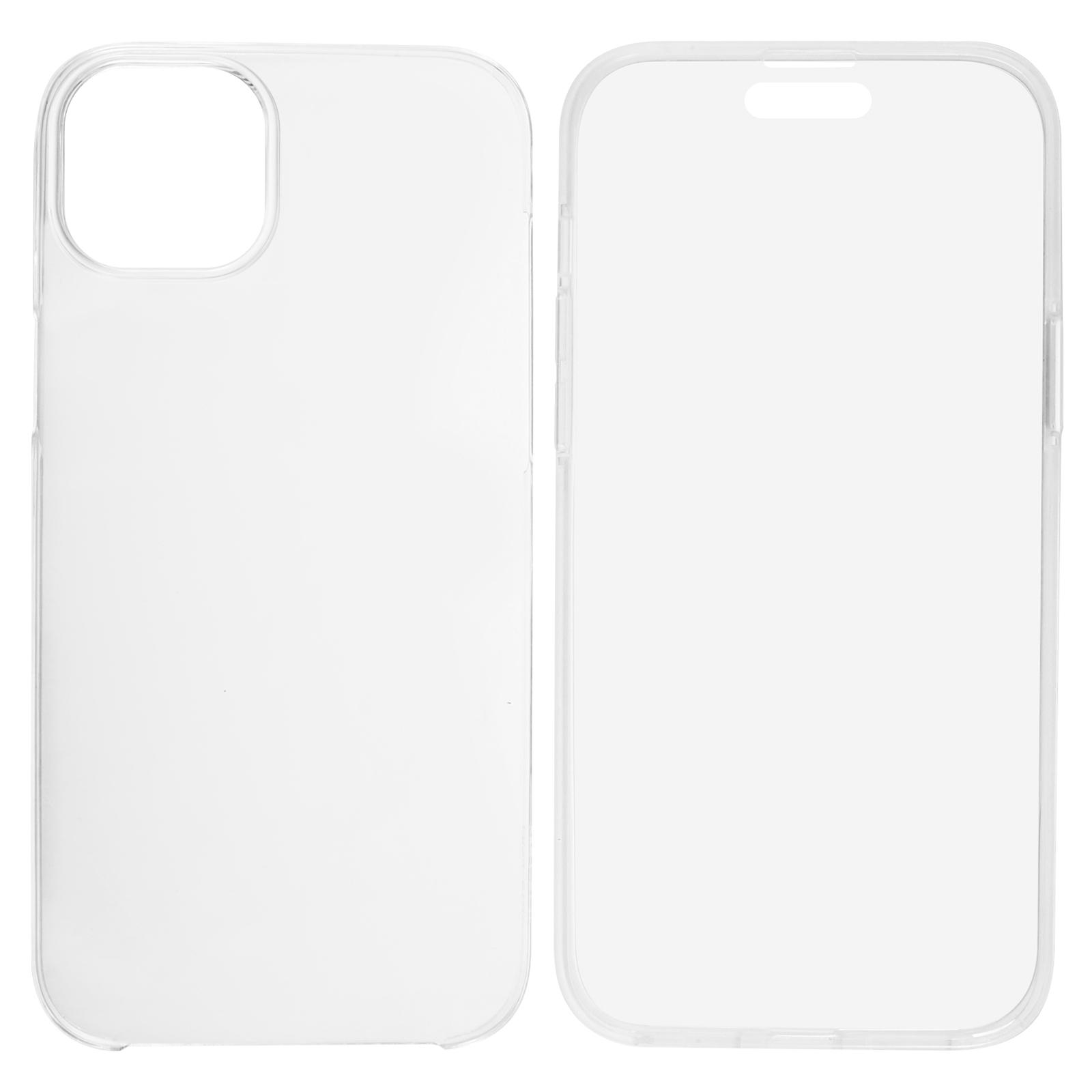 

For iPhone 15 Clear Case TPU Frame+Acrylic Back+PET Screen Protector Phone Cover A