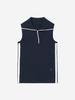 LORDLOAR Ribbed Contrast Collar Sleeveless Knit Navy