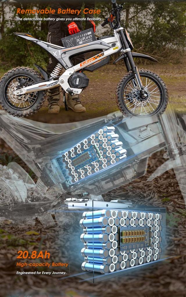 Kukirin X1 piek 2000W48V20,8Ah Volledige Ophanging Falcon 3-Snelheid Systeem Max 50km/u Off-road E-Motorfiets